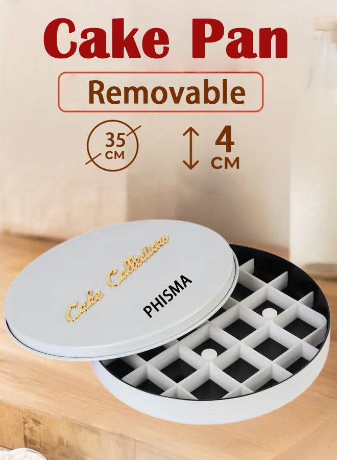 PHISMA Dessert baking box, non-stick cake container, cake box with dividers - round, pure white. - Image 1